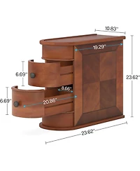 Tribesigns End Table Set of 2, No Assembly Required, Closed Back,Sofa Side with Storage, Slim Nightstand 2 Drawers