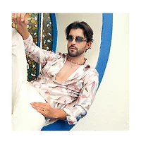 Men's Nude Pink & Ivory White Petal Block Shirt