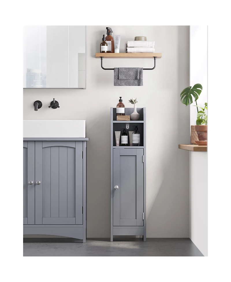 Corner Bathroom Floor Cabinet with Doors and Shelves for Compact Storage