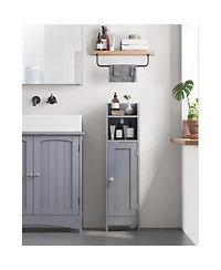 Corner Bathroom Floor Cabinet with Doors and Shelves for Compact Storage