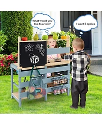Costway 2-In-1 Outdoor Mud Kitchen with Faucet & Removable Sink Metal Baskets Storage Bag