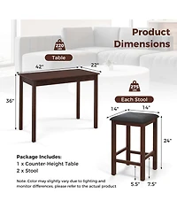 3 Pcs Bar Table Set Dining Table & 2 Pvc Leather Upholstered Bar Stools