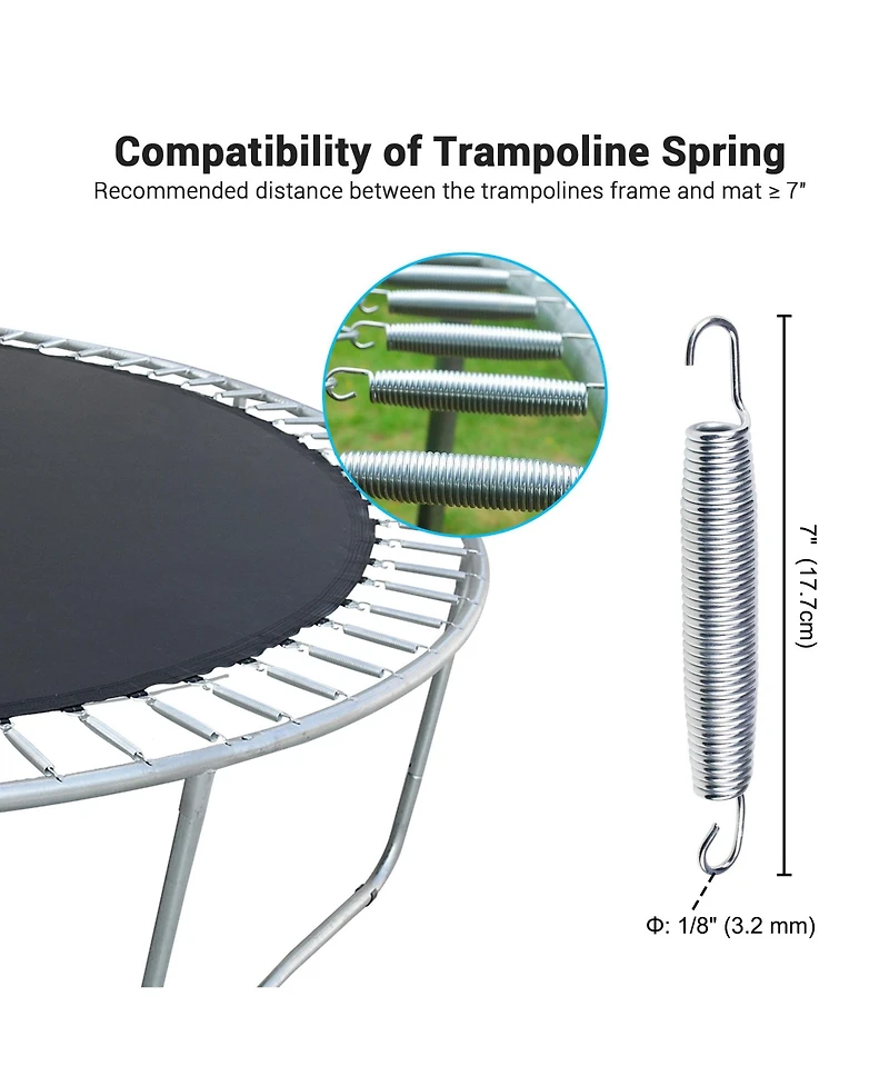Yescom 7" Trampoline Springs Heavy Duty Replacement Springs Trampoline Accessories Trampoline Parts (Pack of 60)
