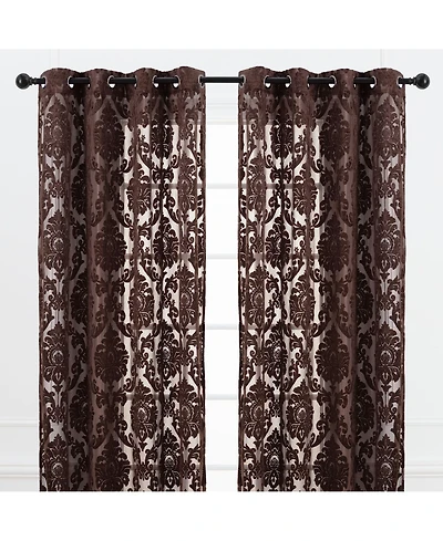 Chanasya Premium Devore Sheer Grommet Curtains - Classy, Light Filtering Drapes for Living Room or Bedroom 52" x 96" Blue, 2 Panels