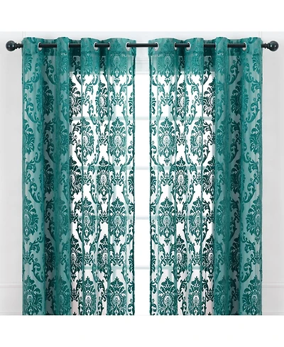Chanasya Premium Devore Sheer Grommet Curtains - Classy, Light Filtering Drapes for Living Room or Bedroom 52" x 96" Blue, 2 Panels