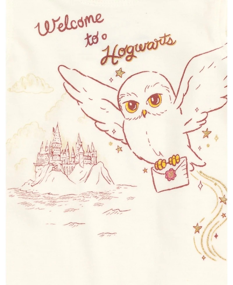 Harry Potter Toddler Girls Hedwig Owl French Terry Romper and Headband Newborn to