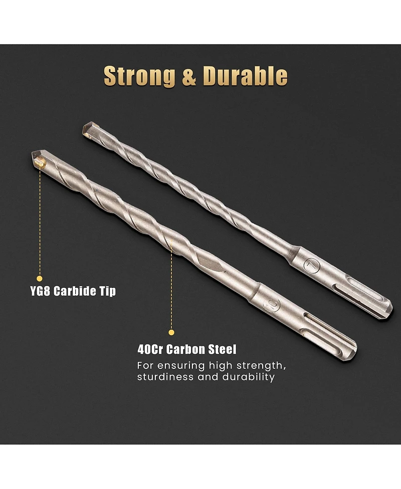 Yescom 17pcs Sds Plus Rotary Hammer Drill Bits Chisel Concrete Masonry Hole Tool Set