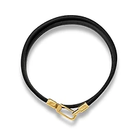 Vincero Men's The Hitch Black/Silver Double Wrap Leather Bracelet with Carabiner Clasp