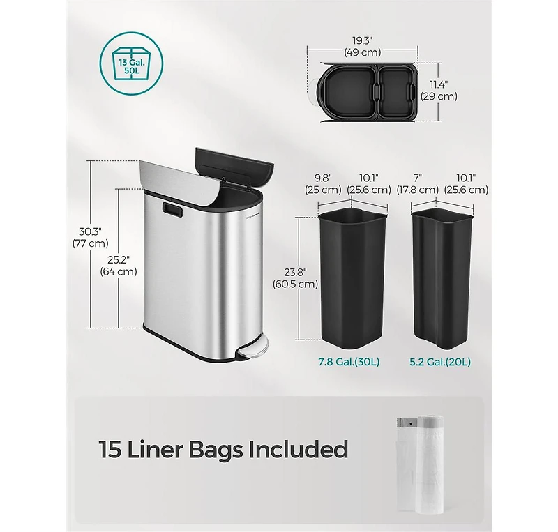 Slickblue Garbage Can with Wing Lids for Easy Access and Convenient Waste Management
