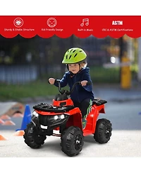 Gymax 6V Battery Powered Kids Ride On Atv 4-Wheeler Quad w/ MP3 & Led Headlight Blue