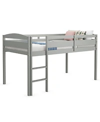Gymax Twin Loft Bed Wooden Slats Support Frame w/ Ladder & Guardrails Espresso