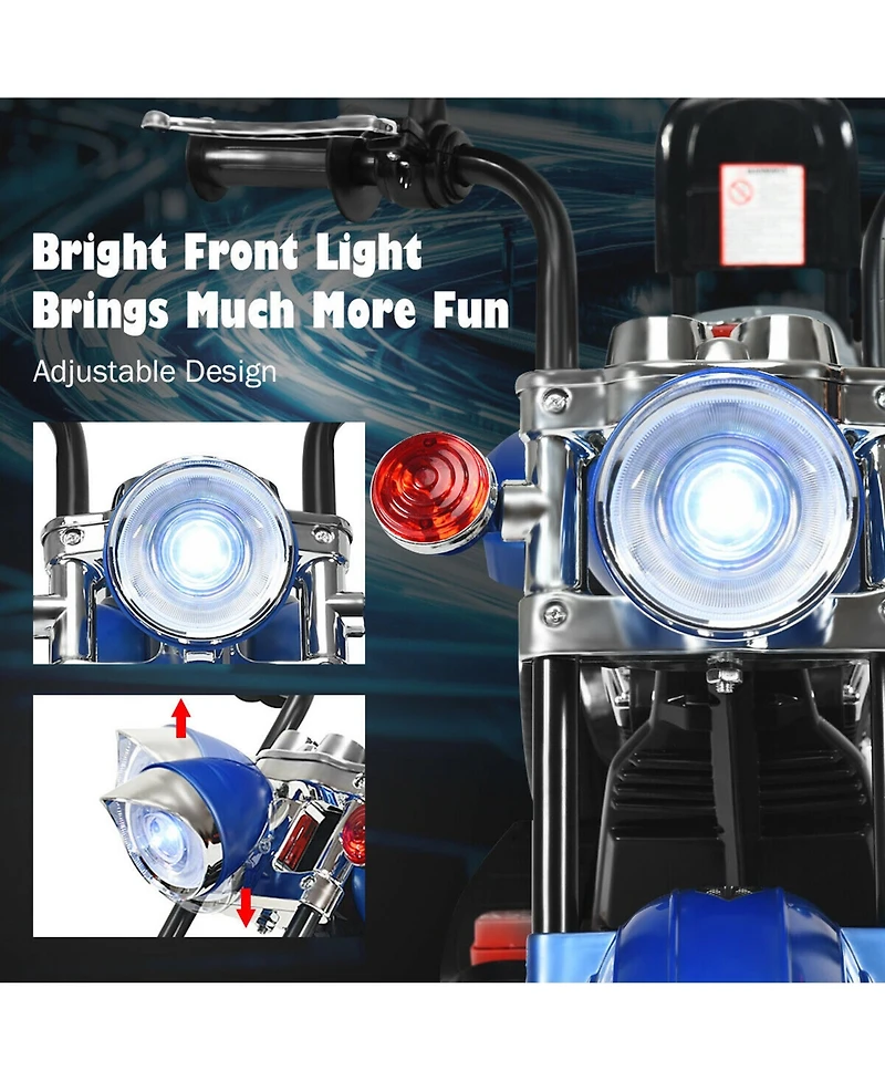 Gymax 6V Kids Ride On Chopper Motorcycle 3 Wheel Trike with Headlight