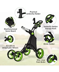 Skonyon Golf Push Pull Cart with Foot Brake-Green