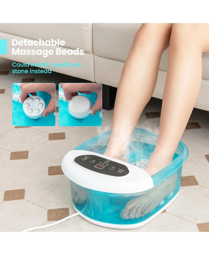 Vebreda Foot Spa Massager Tub with Removable Pedicure Stone and Massage Beads-Turquoise