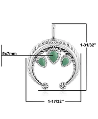 American West Jewelry Sterling Silver and Pear Cut Green Turquoise Gemstone Rope Naja Pendant Enhancer