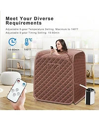 Portable Personal Steam Sauna Spa with Steamer Chair-Coffee