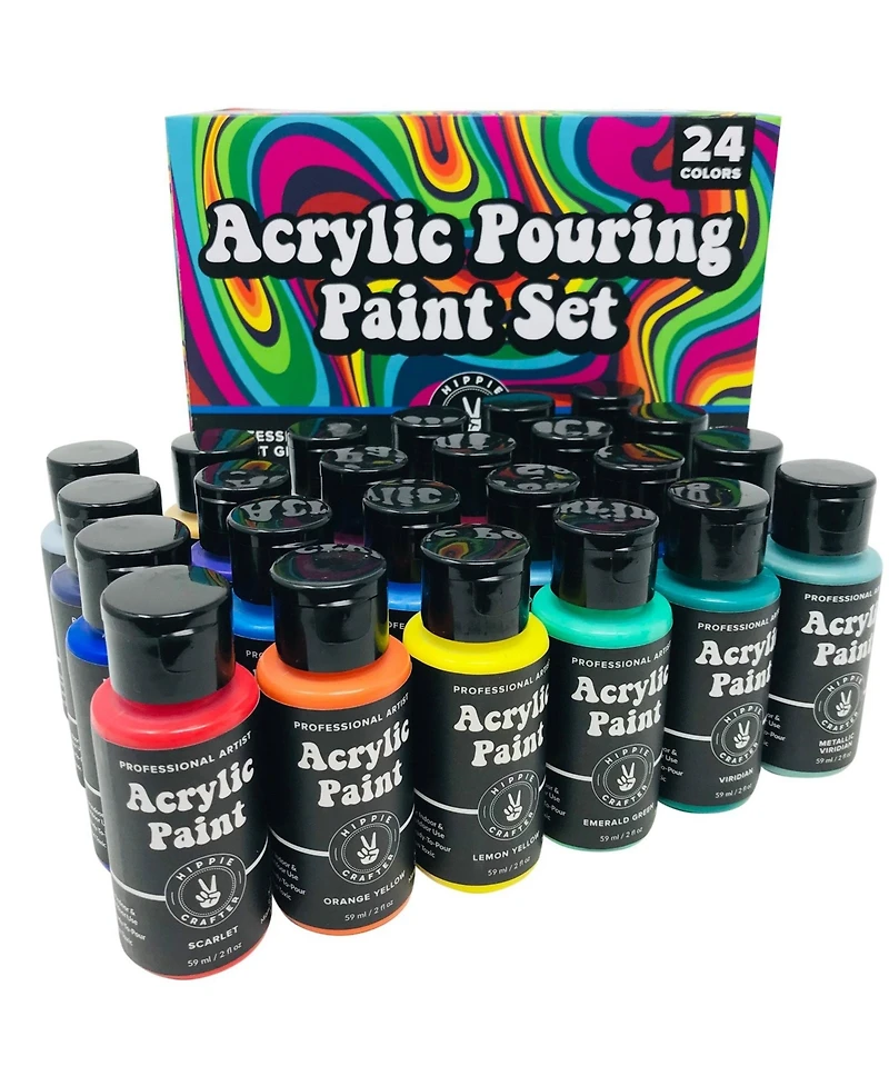 Hippie Crafter Acrylic Pouring Paint 24 Color Set