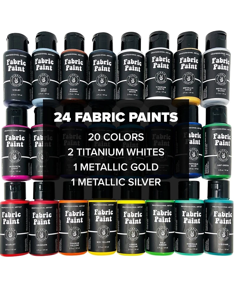 Hippie Crafter Fabric Paint Set 24 Colors