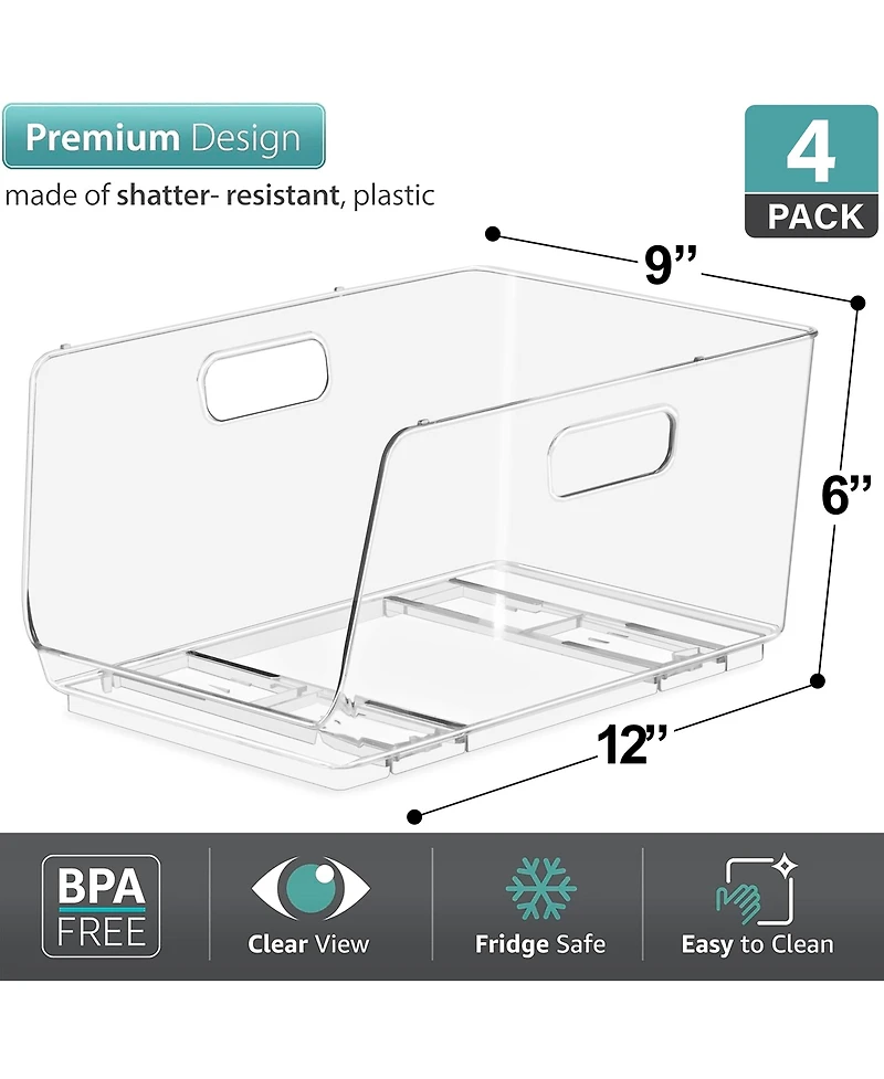 Sorbus Stackable Storage Bins Open Front - Clear Stackable Storage Bins