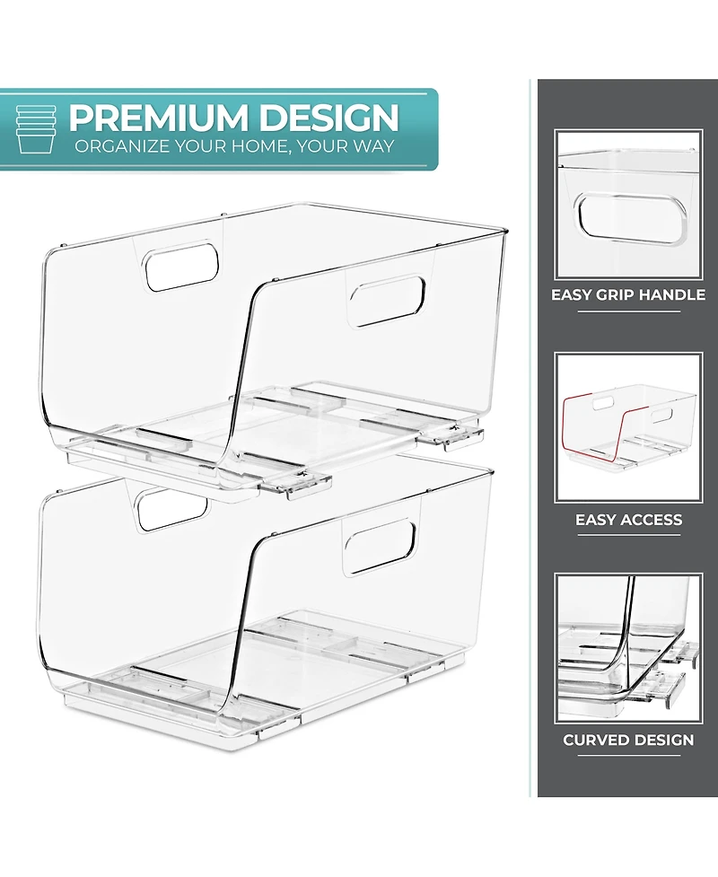 Sorbus Stackable Storage Bins Open Front - Clear Stackable Storage Bins