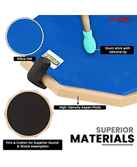 5 Core Drum Practice Pad Set 12" Adjustable Snare Drumming Stand Double Sided Silent Drummer Kit