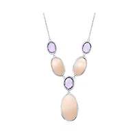 Simona Sterling Silver Alternating Oval Amethyst & Pink Mop Y Necklace