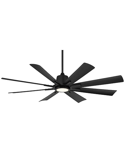 Casa Vieja 54" Inspirit Modern Indoor Outdoor Ceiling Fan 8 Blade Led Light Remote Control Matte Black Finish Bedroom Damp Rated