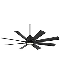 Casa Vieja 54" Inspirit Modern Indoor Outdoor Ceiling Fan 8 Blade Led Light Remote Control Matte Black Finish Bedroom Damp Rated
