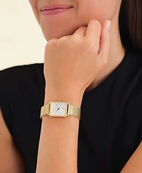 Rosefield Boxy Xs Women's Gold Tone Stainless Steel Mesh Bracelet Watch 24mm