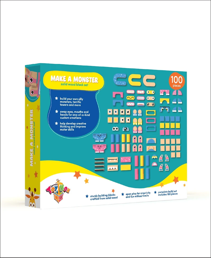 Geoffrey's Toy Box Make A Monster 100-Piece Solid Wood Block Set, Created for Macy's