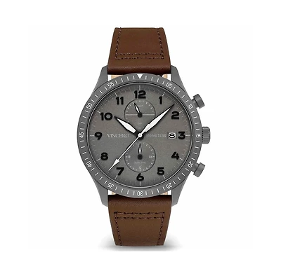 Vincero Graphite The Altitude Pilot Watch with Dual Time Zone & Nylon Strap