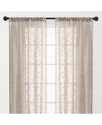 Chanasya Premium Embroidered Swirl Vine Curtains - Sheer for Living Room, Bedroom, Kitchen 52" x 63" Sage, 2 Panels