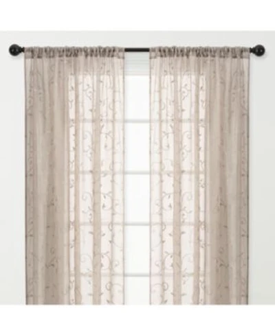 Chanasya Premium Embroidered Swirl Vine Curtains Sheer Curtains For Living Room Bedroom Kitchen 52 X 108 Beige 2 Panels