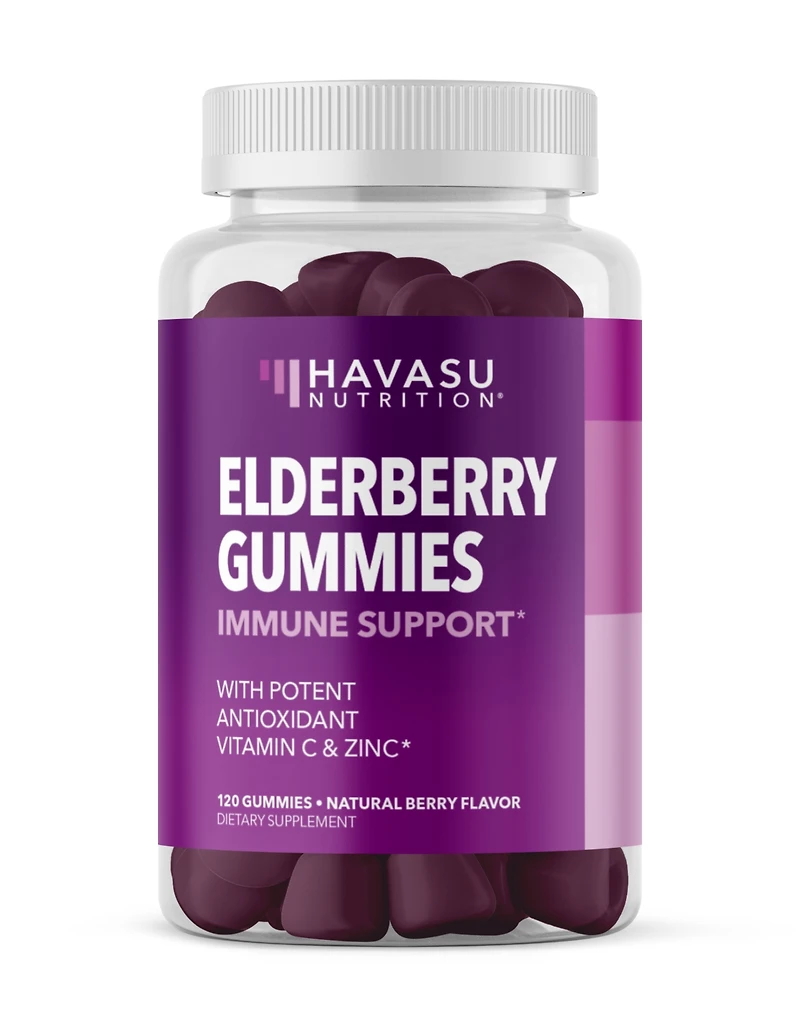 Elderberry Gummies for Adults, Immune System Supplement, Elderberry Flavor, Havasu Nutrition, 120ct