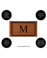 Evergreen Monogram Indoor Outdoor 100% Natural Coir Doormat 28" x 16" | Letter "M"