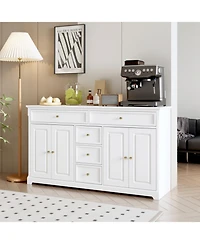 Famapy White Wooden Sideboard Accent Storage Cabinet with Multi-function