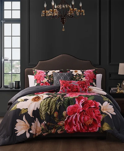 Bebejan Flower Garland Bedding 100% Cotton 5 Piece Queen Size Reversible Comforter Set