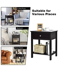 Sugift Wooden Storage Shelf with Drawer for Bedroom and Living Room