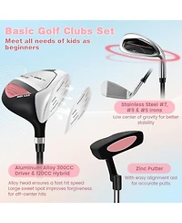 Vebreda Junior Complete Golf Club Set with Stand Bag Rain Hood-Pink