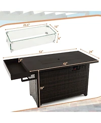 52'' Outdoor Gas Fire Pit Table Patio Propane Firepit with Cover 50,000 Btu