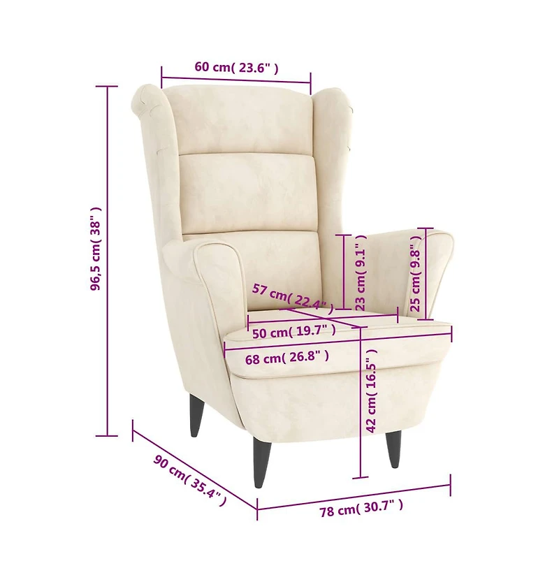 vidaXL Armchair Cream White Velvet