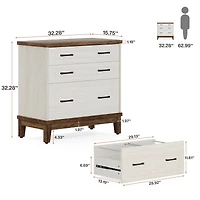 Tribesigns 3-Drawer File Cabinet, Lateral Filing Cabinet for A4/Letter/Legal Size, Wood Office Storage Cabinet Printer Stand for Home Office, Living R
