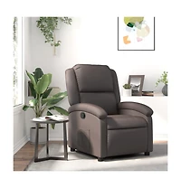 vidaXL Recliner Chair Dark Brown Real Leather