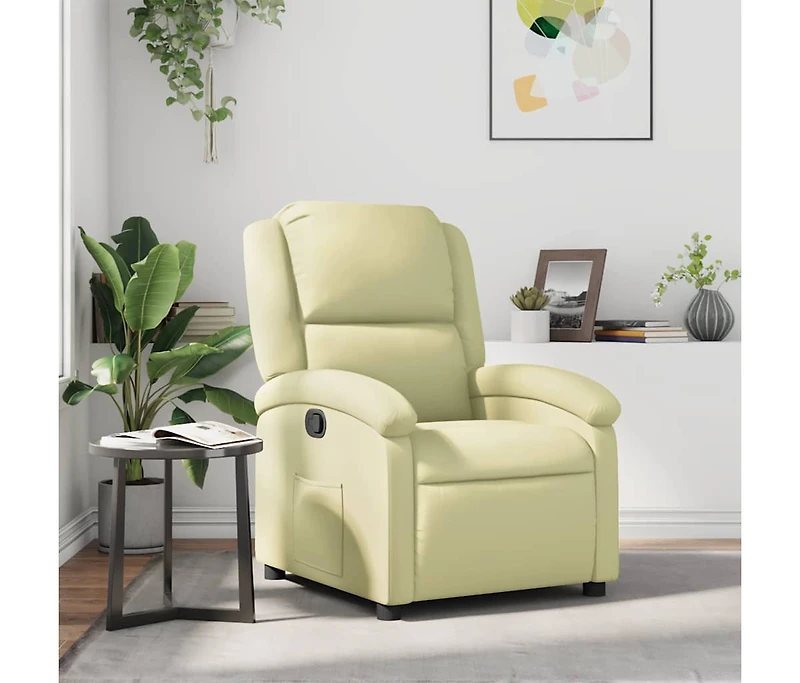 Recliner Chair Cream Real Leather
