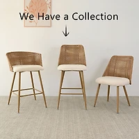 Scandia-style Set of 4 Armless Counter Height Stool with Metal Base-Maison Boucle