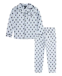 Polo Ralph Lauren Boys 8-20 2-Piece Bear Long Sleeve Shirt and Pant Pajama Set