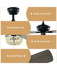 Sugift 52 Inch Retro Ceiling Fan Light with Reversible Blades Remote Control