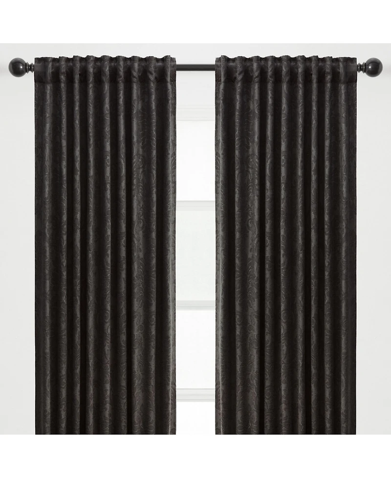 Chanasya Premium 2-Panel Embellish Embossed Blackout Curtains - 3-in-1 Back Tab, Rod Pocket, Ring Tab for Windows Living Room Bedroom
