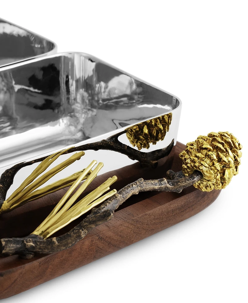 Michael Aram Pinecone Wood Triple Bowl