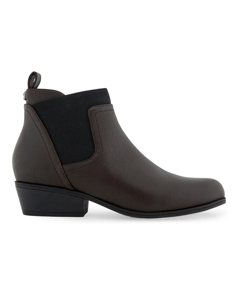Aerosoles Women's Caddie Ankle Booties - Java Grainy Faux Leather